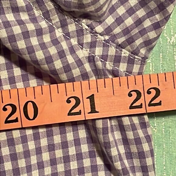 Chaps easy care Men’s lavender & white gingham checkered button down shirt M - Picture 11 of 16